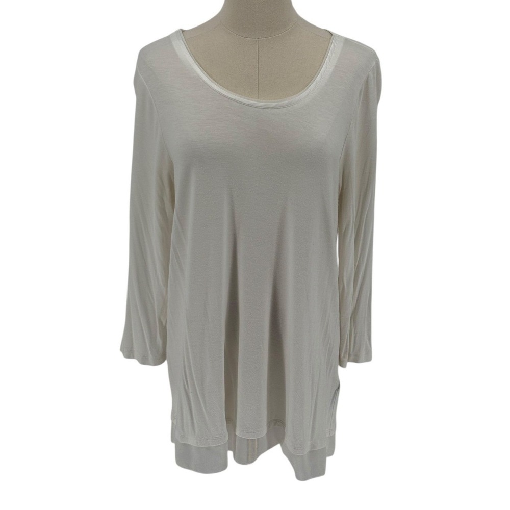 Marled Reunited Clothing Tunic Top Off White Layered Hem Size M
